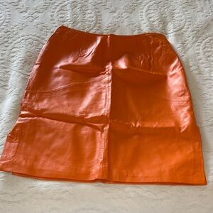 Newport News Women’s Vintage Orange Leather Skirt 14W